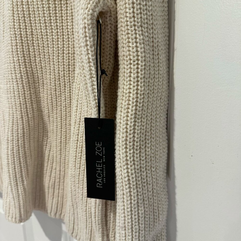 NWT‎ Rachel Zoe Cream Cotton Cable Knit Turtle Neck Sweater - Size Extra Large - Picture 6 of 9